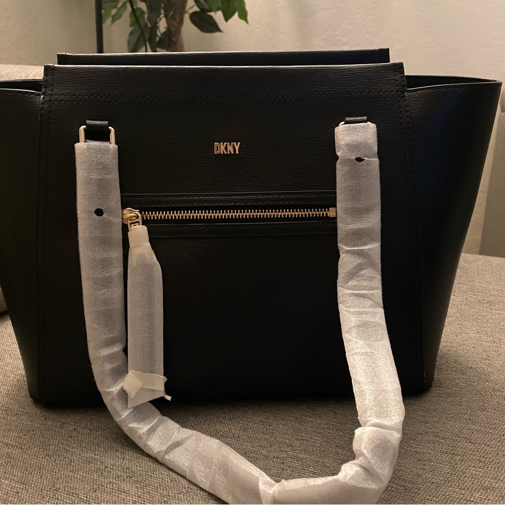 DKNY Black Tote with Gold Accents